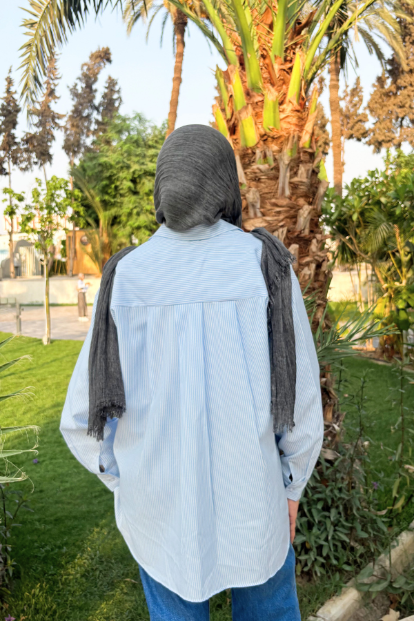 Oversized Striped Shirt In Blue