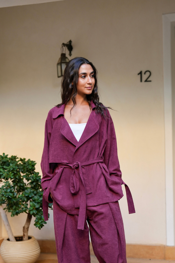 Suede Jacket In Burgundy