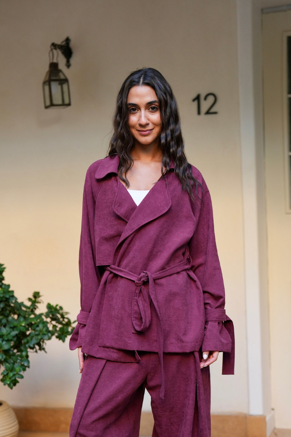 Suede Jacket In Burgundy