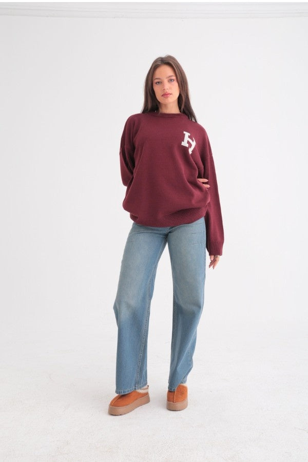 Oversized knitted Burgundy Sweater