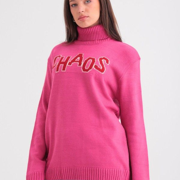 Chaos Turtleneck Sweater In Pink