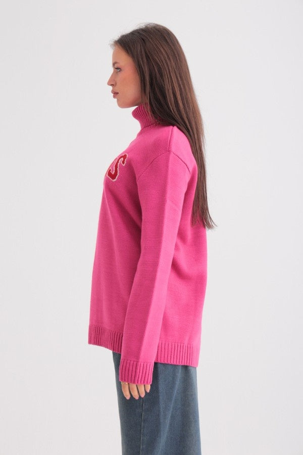 Chaos Turtleneck Sweater In Pink
