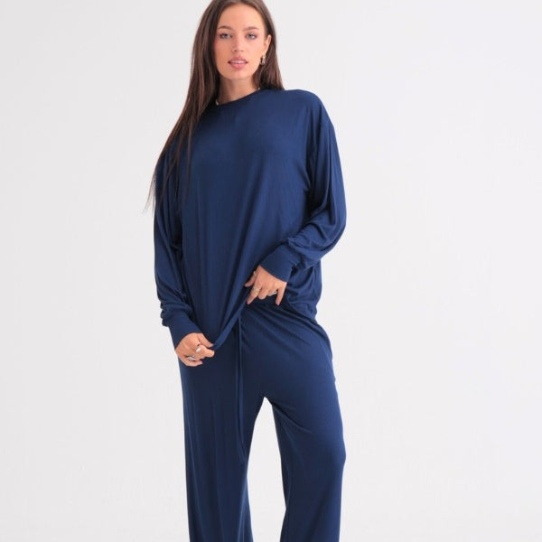 Lounge Away Pyjama Set In Navy Blue