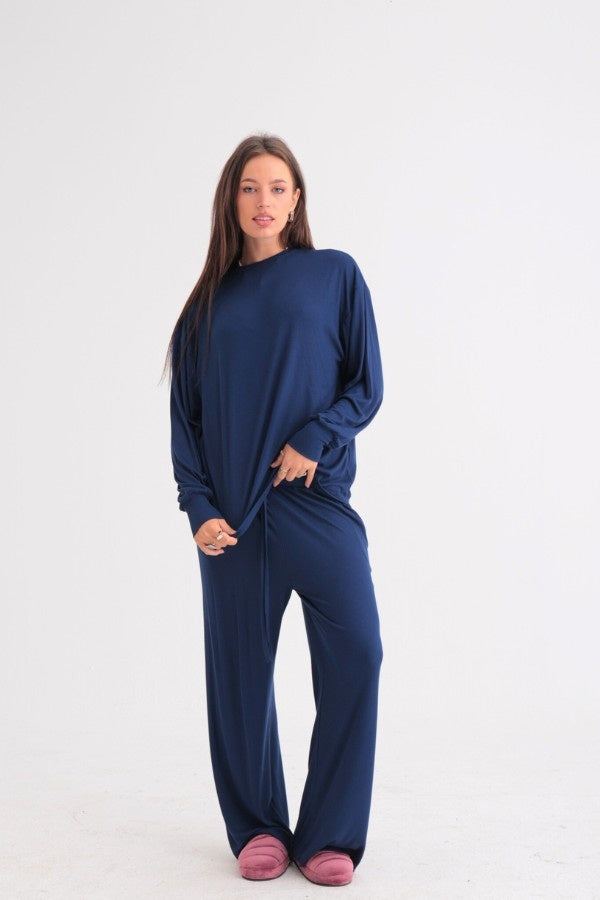 Lounge Away Pyjama Set In Navy Blue