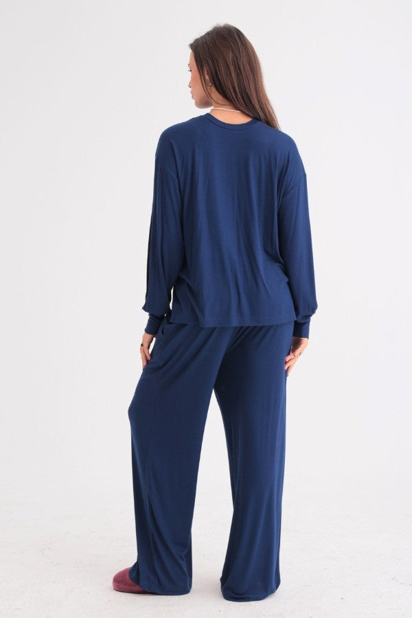 Lounge Away Pyjama Set In Navy Blue