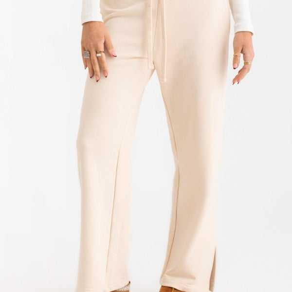 Side Split Pants In Beige