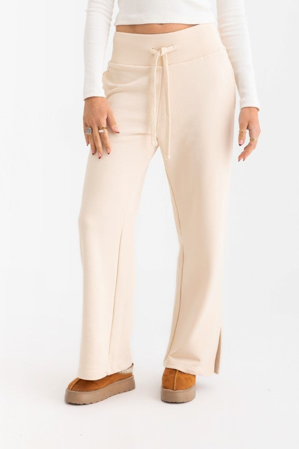 Side Split Pants In Beige