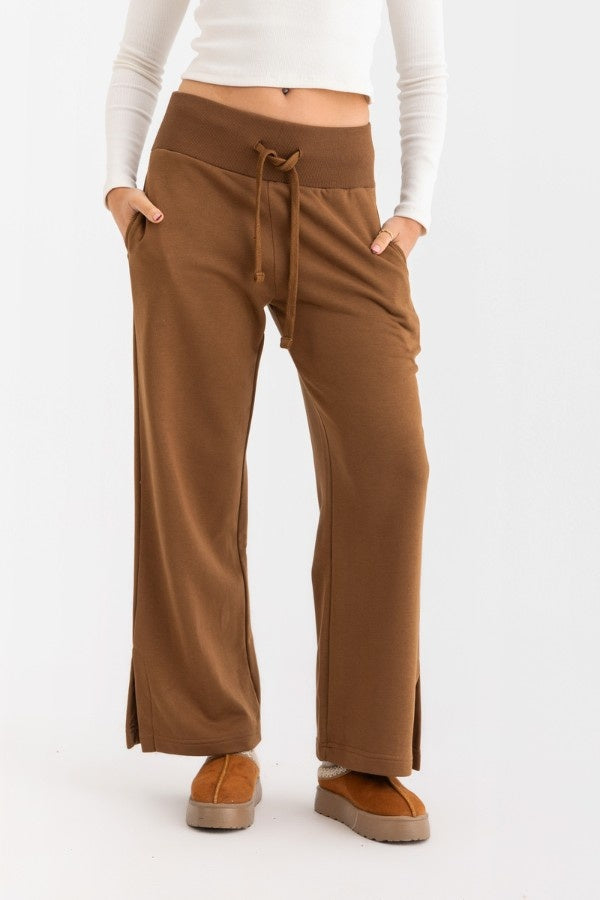Side Split Pants In Brown