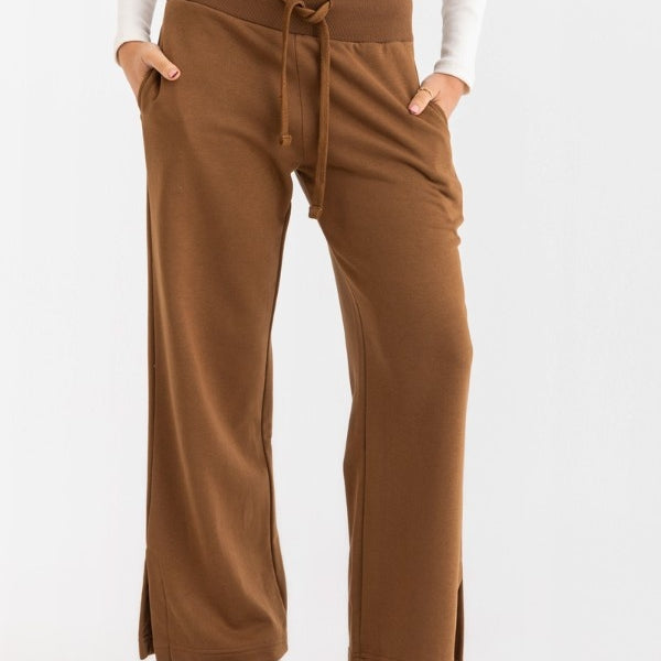 Side Split Pants In Brown