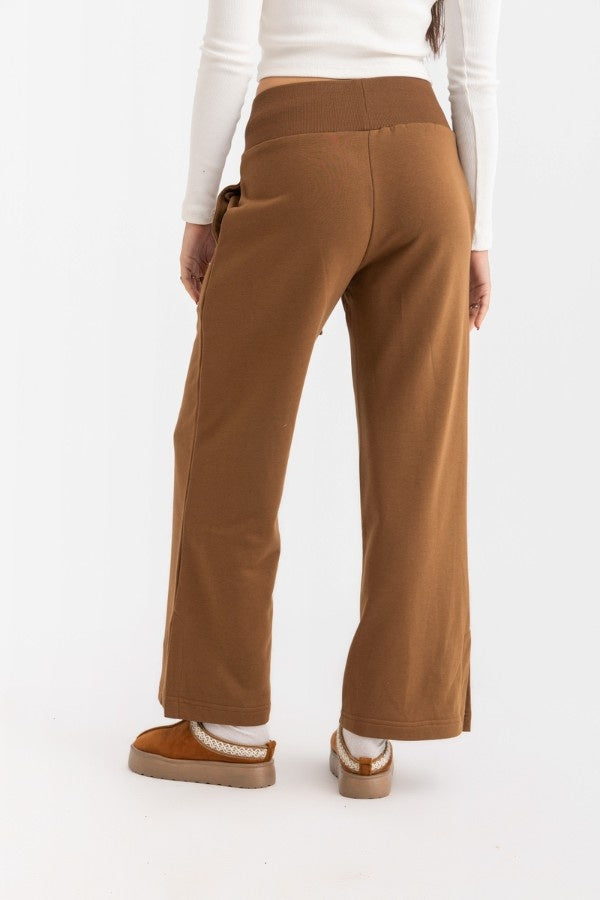 Side Split Pants In Brown