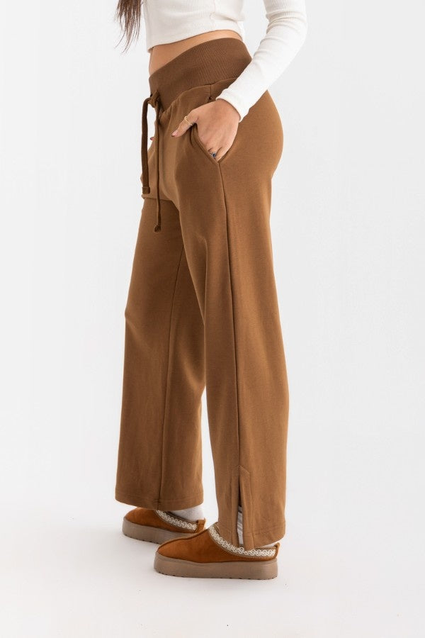 Side Split Pants In Brown