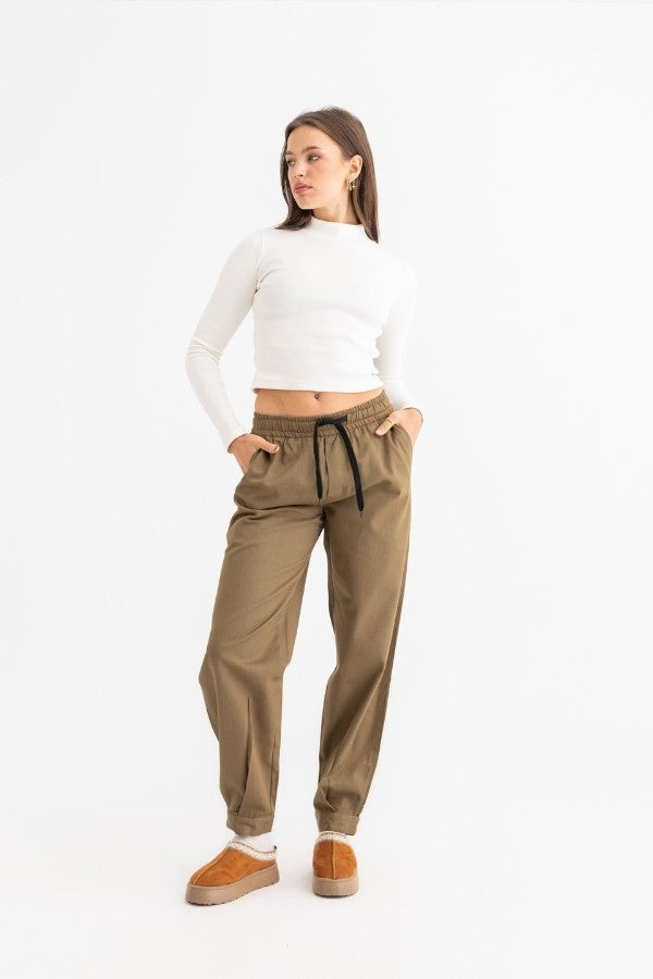 Gabardine Pants In Olive Green