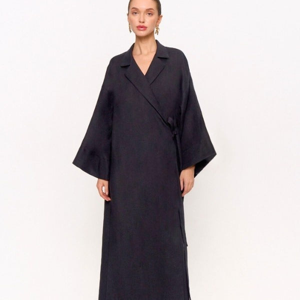 Collar Oversized Black Dress