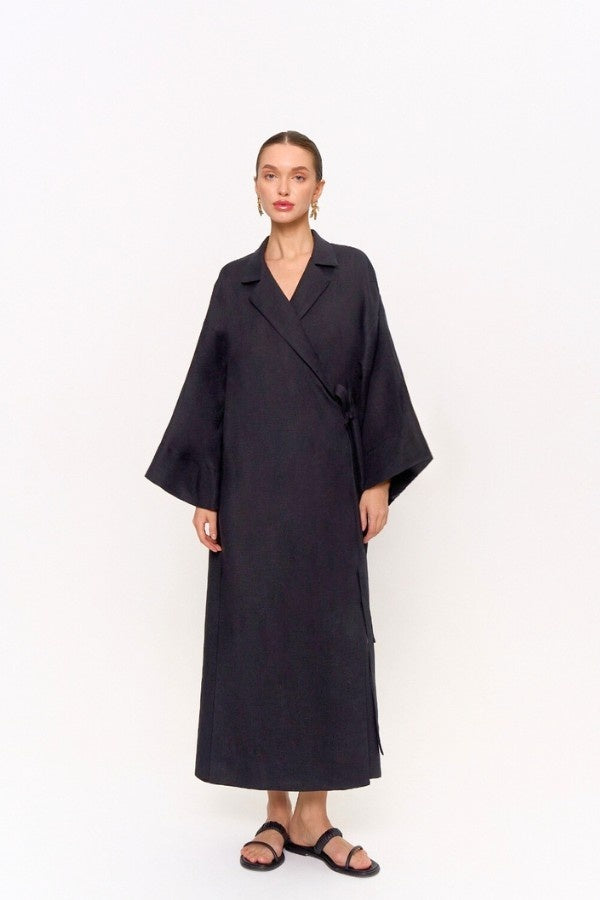 Collar Oversized Black Dress
