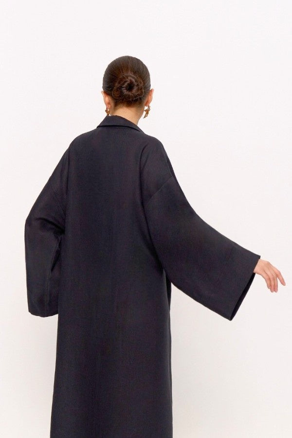 Collar Oversized Black Dress