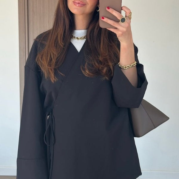 Wrapped Oversized Black Shirt