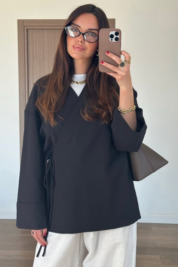 Wrapped Oversized Black Shirt