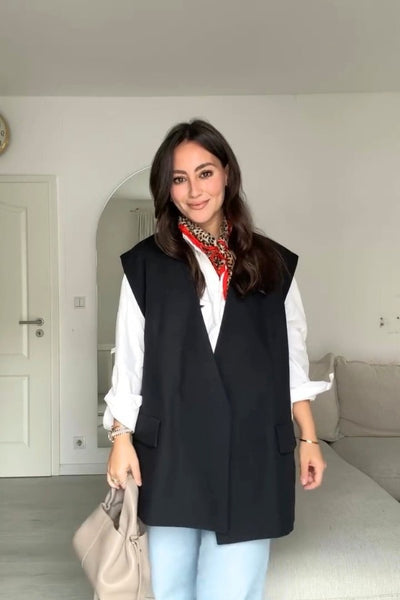 Classic Oversized Vest In Black