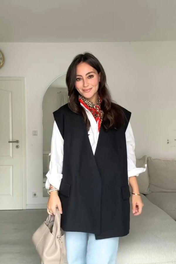 Classic Oversized Vest In Black