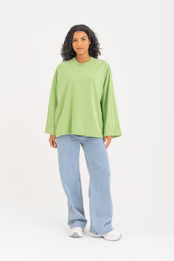 Oversized Green Long Sleeved Top