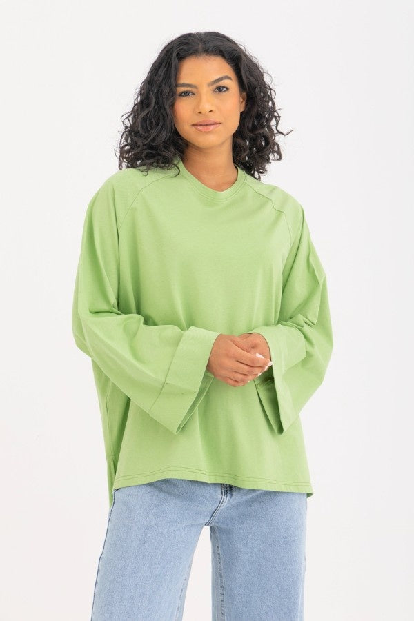 Oversized Green Long Sleeved Top