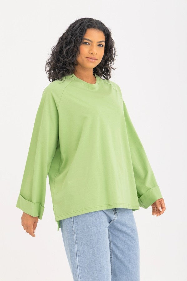 Oversized Green Long Sleeved Top