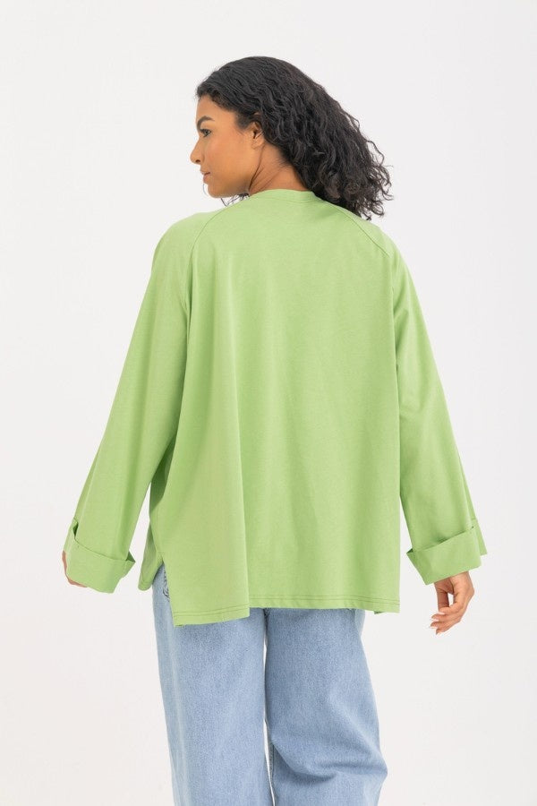 Oversized Green Long Sleeved Top