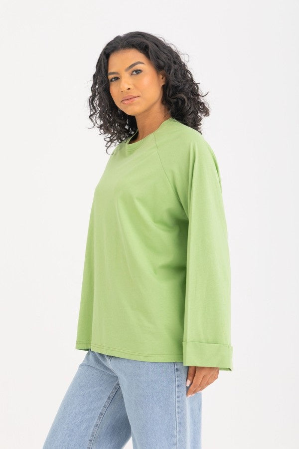 Oversized Green Long Sleeved Top