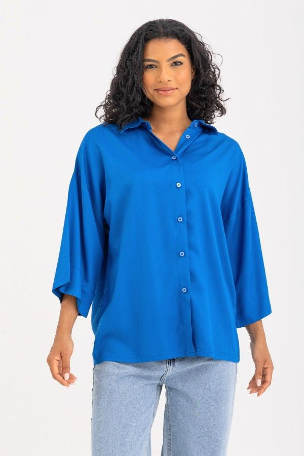 Midi Sleeve Shirt In Blue