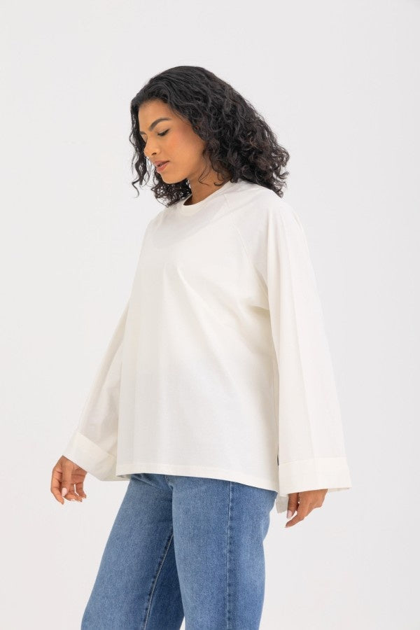 Oversized White Long Sleeved Top