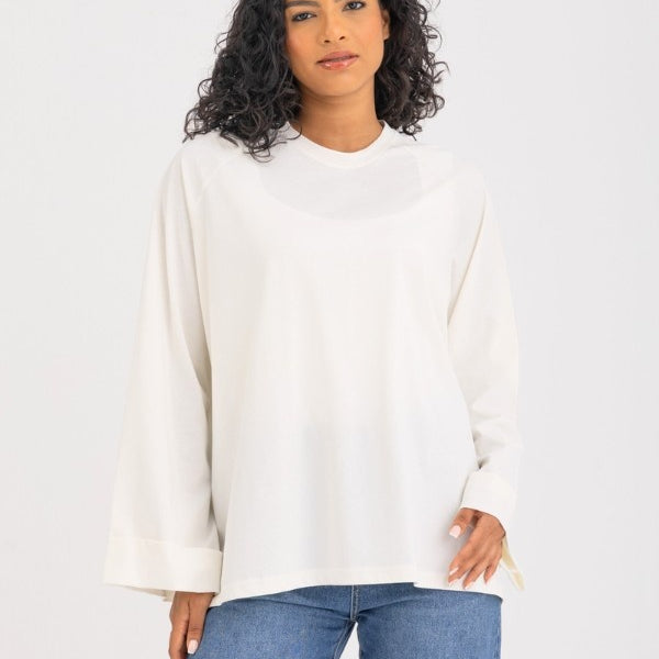Oversized White Long Sleeved Top