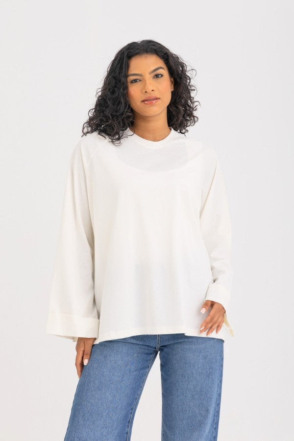 Oversized White Long Sleeved Top