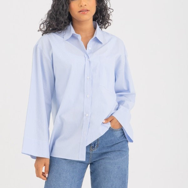 Striped Oversized Wide Cuff Shirt