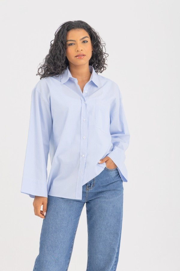 Striped Oversized Wide Cuff Shirt