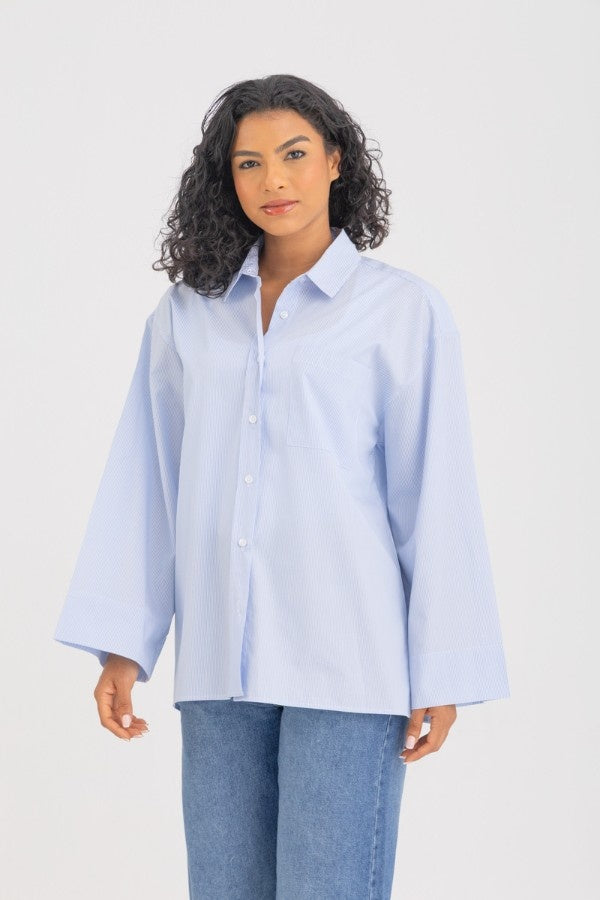 Striped Oversized Wide Cuff Shirt