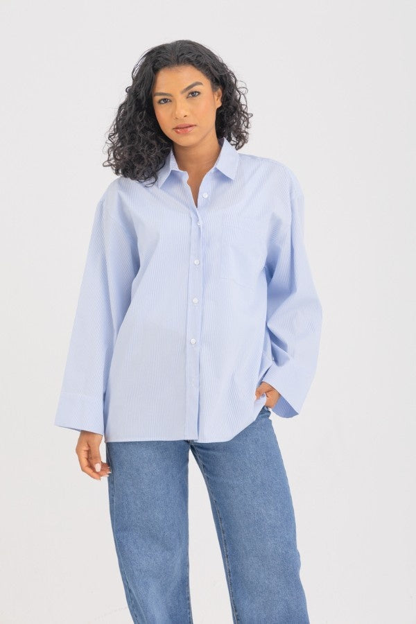 Striped Oversized Wide Cuff Shirt