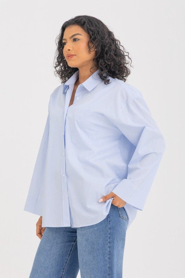 Striped Oversized Wide Cuff Shirt