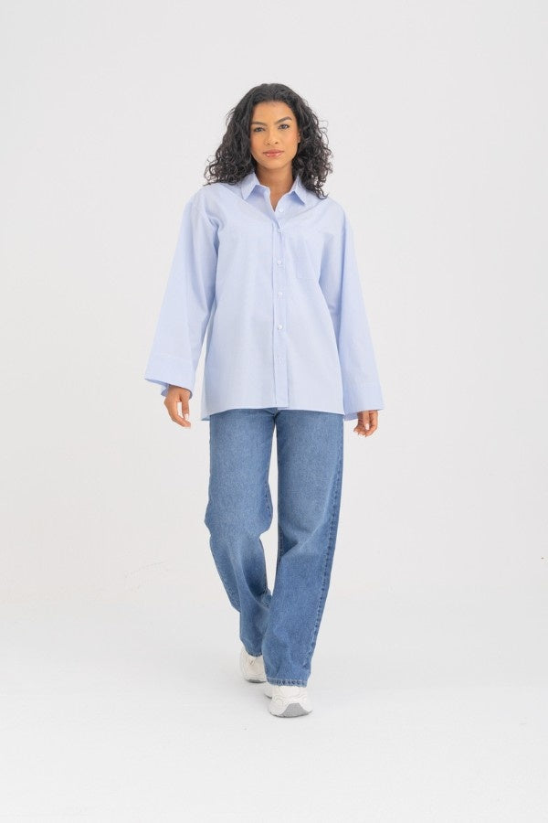 Striped Oversized Wide Cuff Shirt