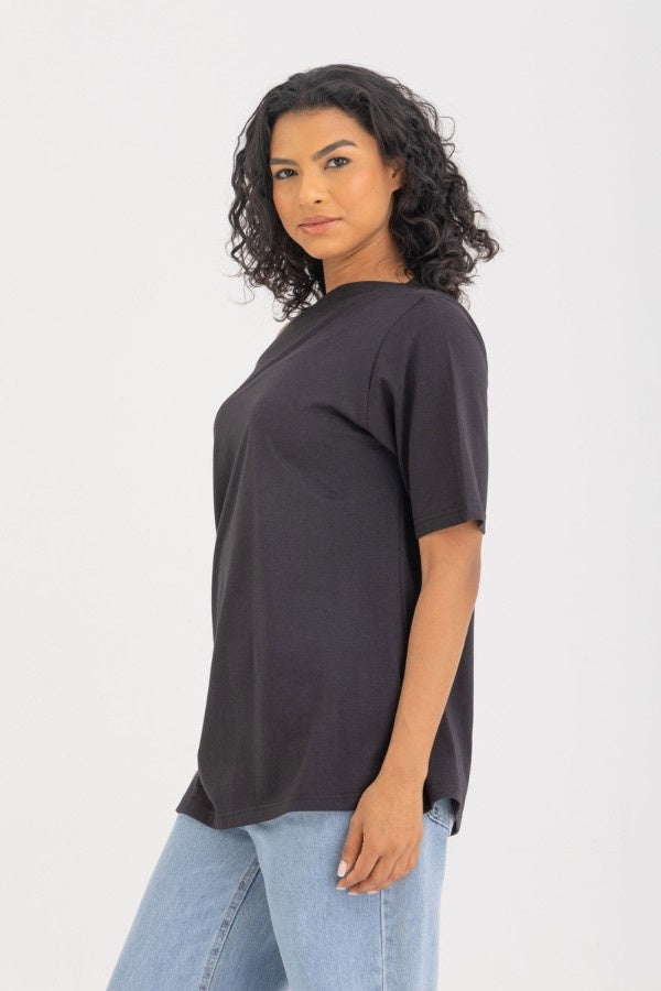 Off Shoulder Black T- Shirt