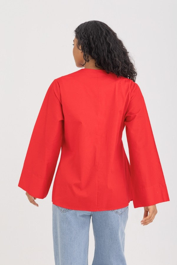 Wrapped Oversized Red Shirt