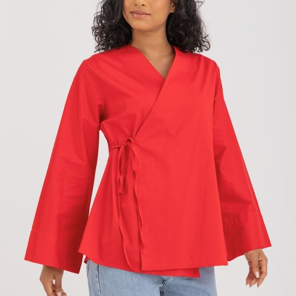 Wrapped Oversized Red Shirt