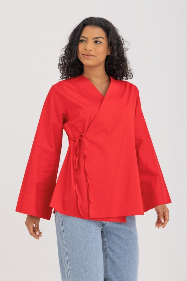 Wrapped Oversized Red Shirt