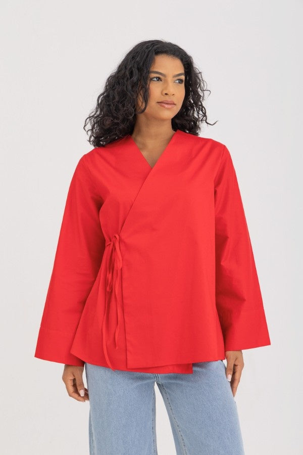 Wrapped Oversized Red Shirt