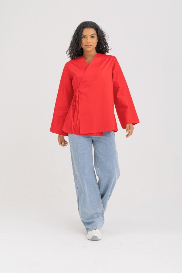 Wrapped Oversized Red Shirt