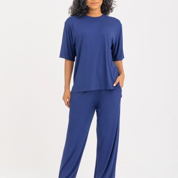Soft Oversized Pyjama Set In Navy Blue