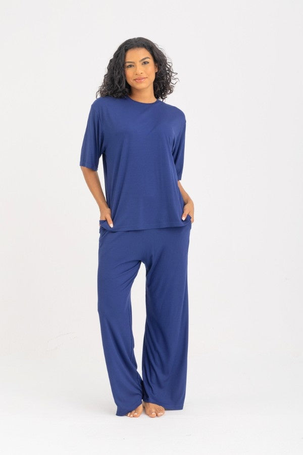 Soft Oversized Pyjama Set In Navy Blue