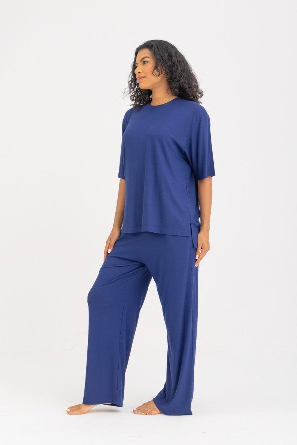 Soft Oversized Pyjama Set In Navy Blue
