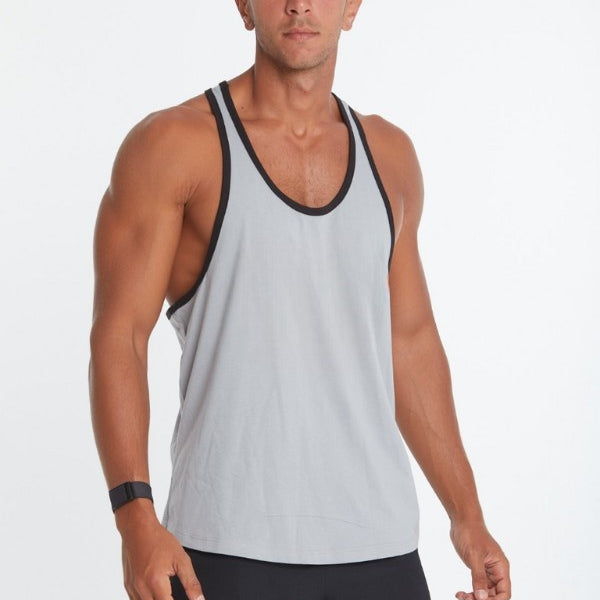 Black lining Tank Top In Grey