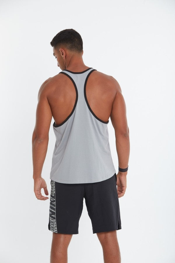 Black lining Tank Top In Grey