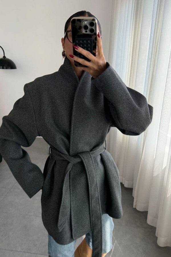 Classic Tied Up Grey Coat